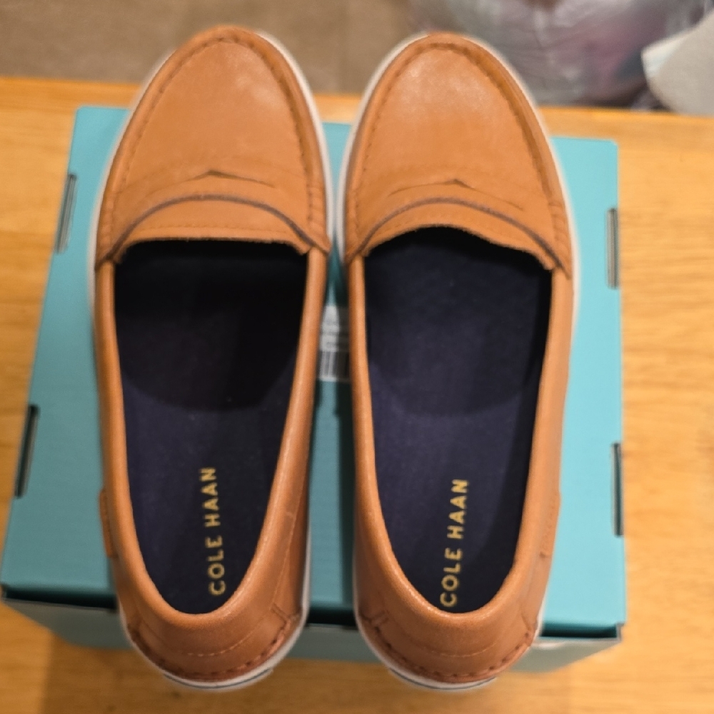 Cole Haan Tan Leather Slip-On Loafers